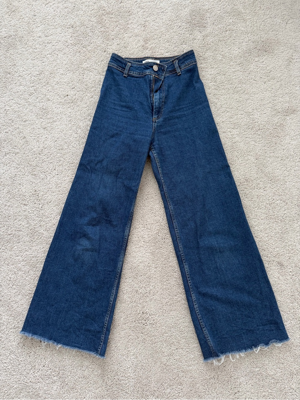 Zara Dark Blue Wide-Leg High-Rise Jeans